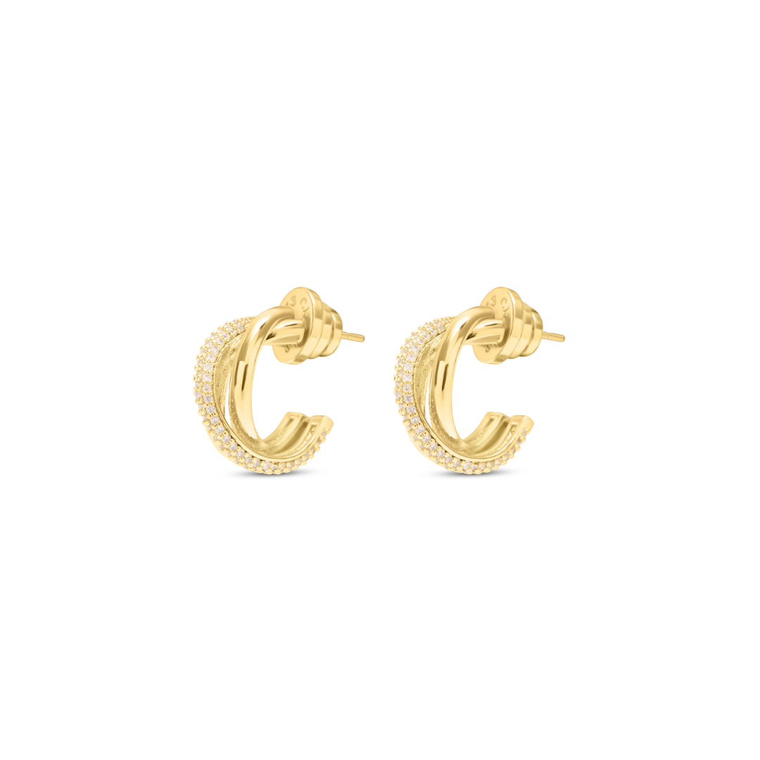 CZ Cross Over Hoops - Gold