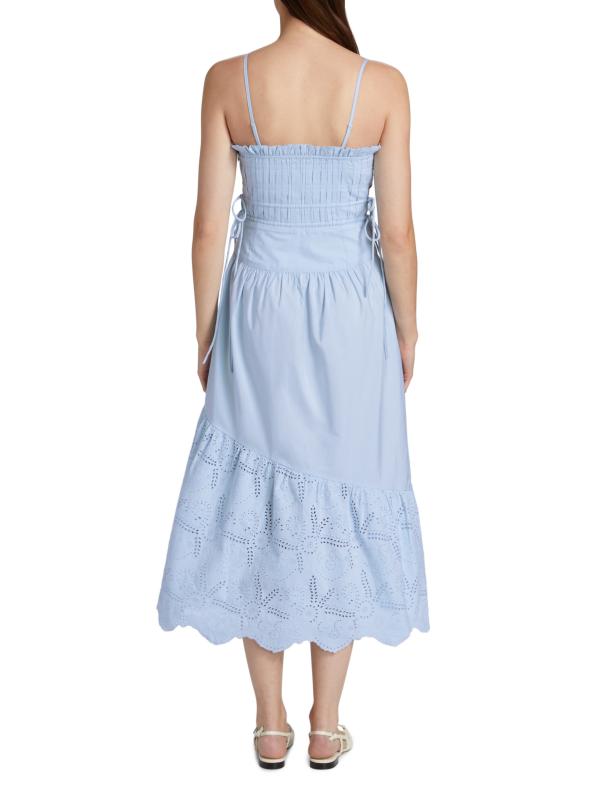 Kelia Midi Dress - Blue Broderie