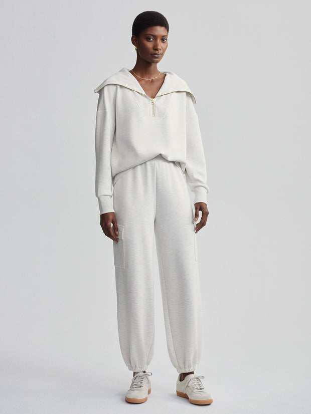 Catherine Half Zip Sweat - Ivory Marl