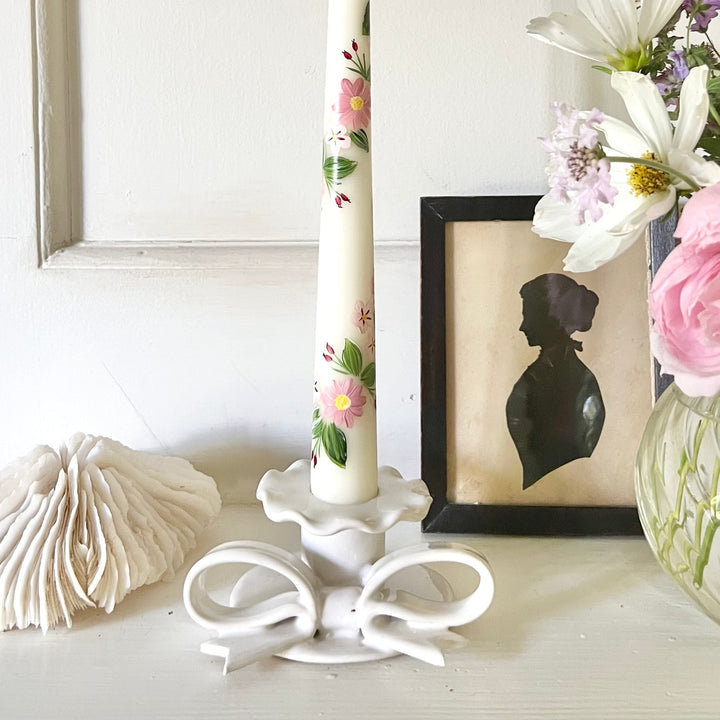 Bow Candle Holder - White
