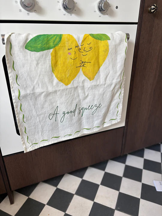 A Good Squeeze! Lemon Linen Tea Towel