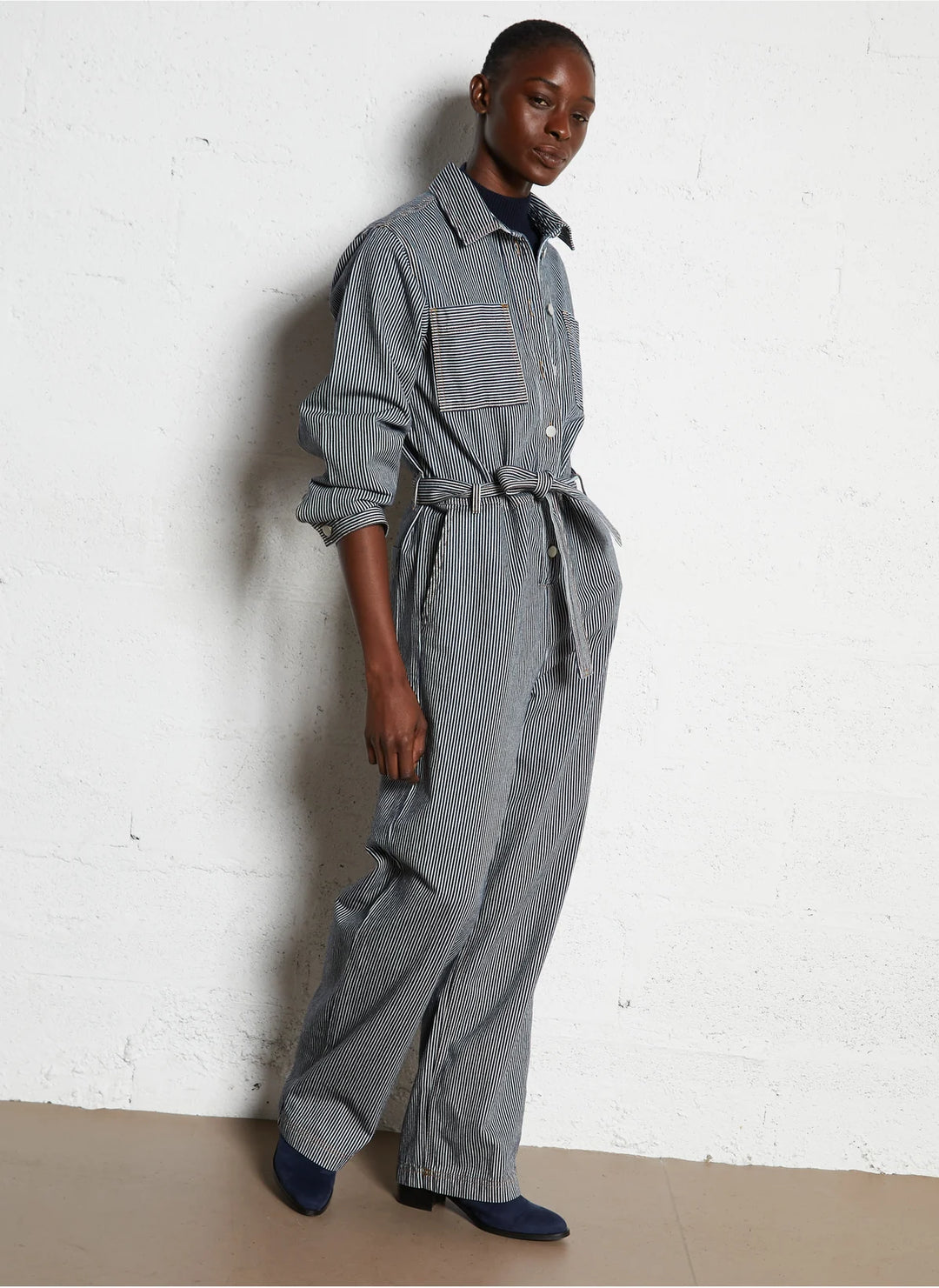 Striped Jumpsuit - Navy