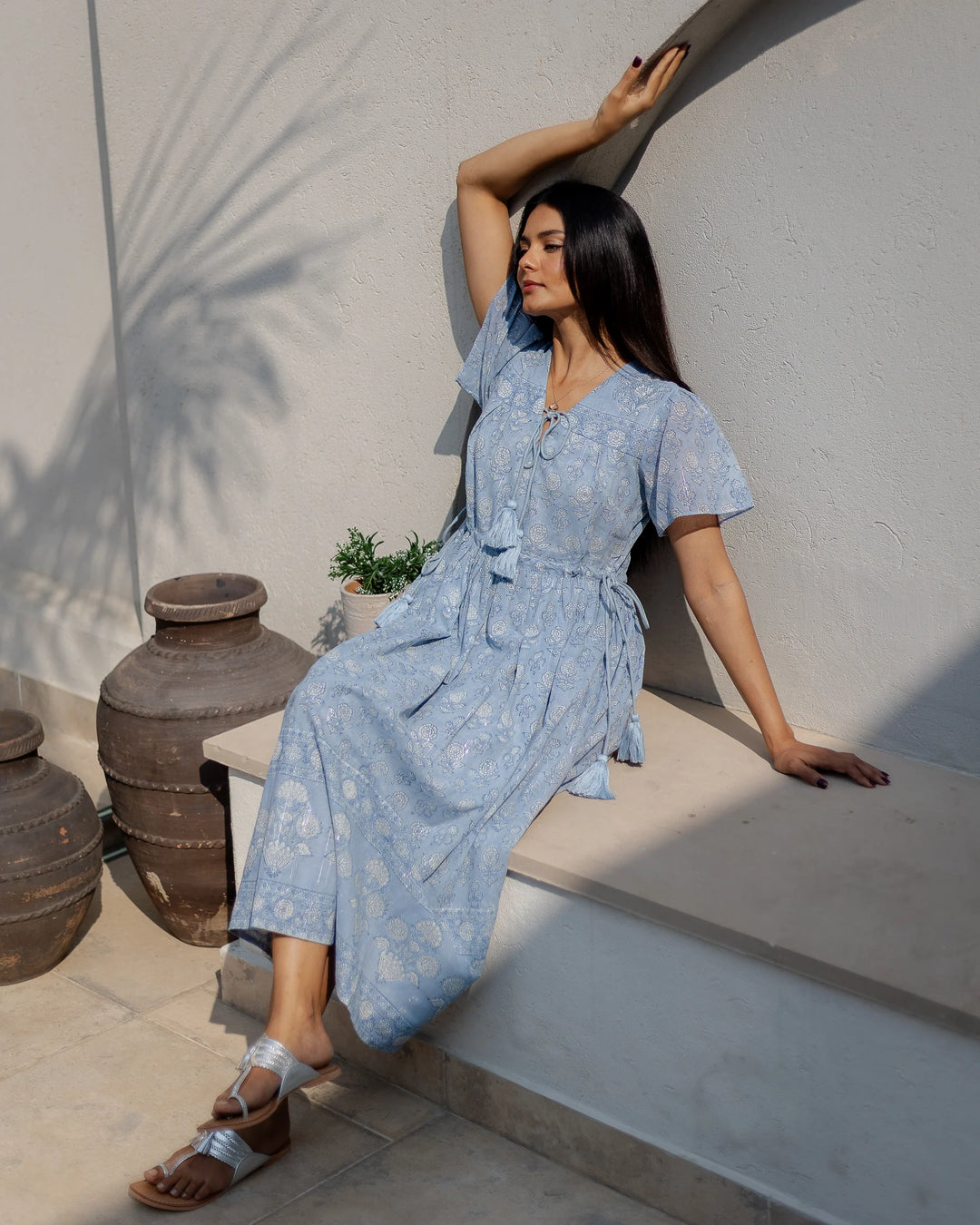 Fifi Midi Dress - Sky Blue