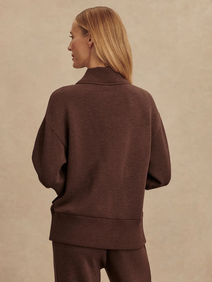 Sally Half Zip Sweat - Coffee Bean