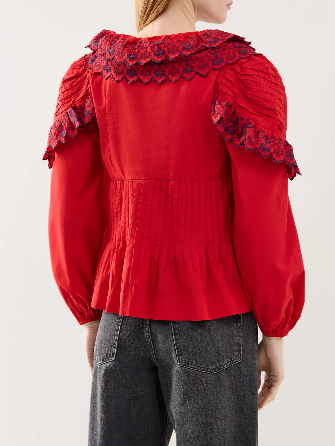 Caroline Long Sleeve Blouse - Red