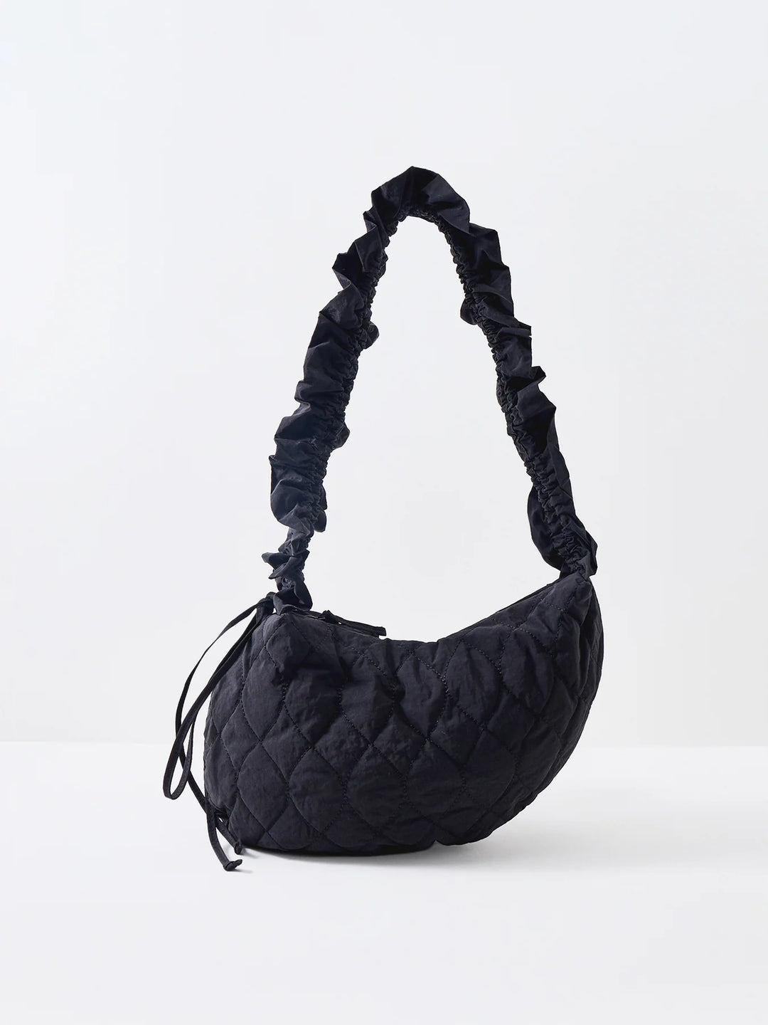 Embroidered Rose Ruched Kidney Bag