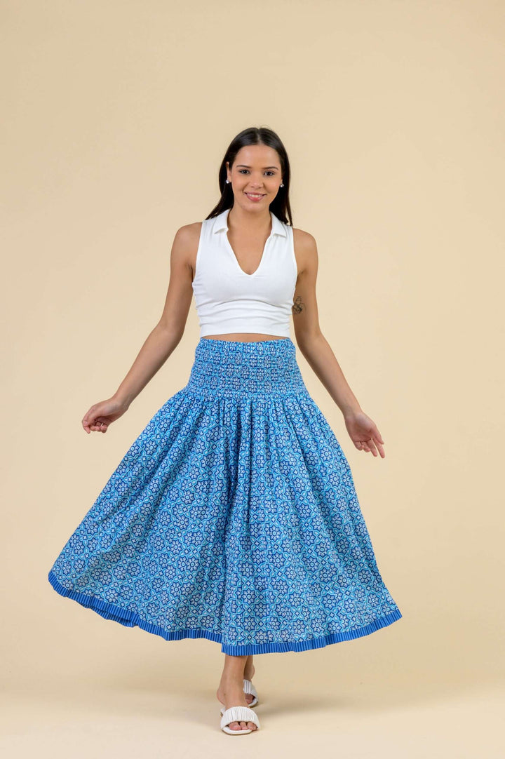 Arista Skirt - Mosaiq Turquoise Blue