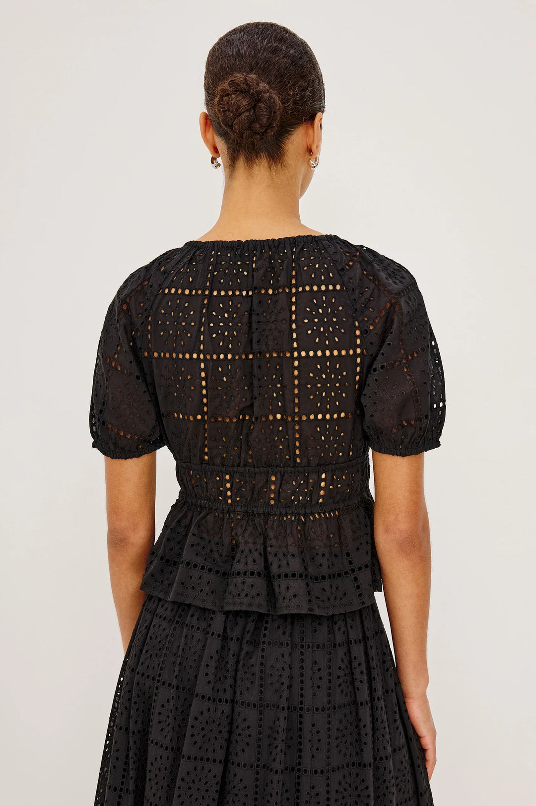 Argenta Top Black Grid Embroidery