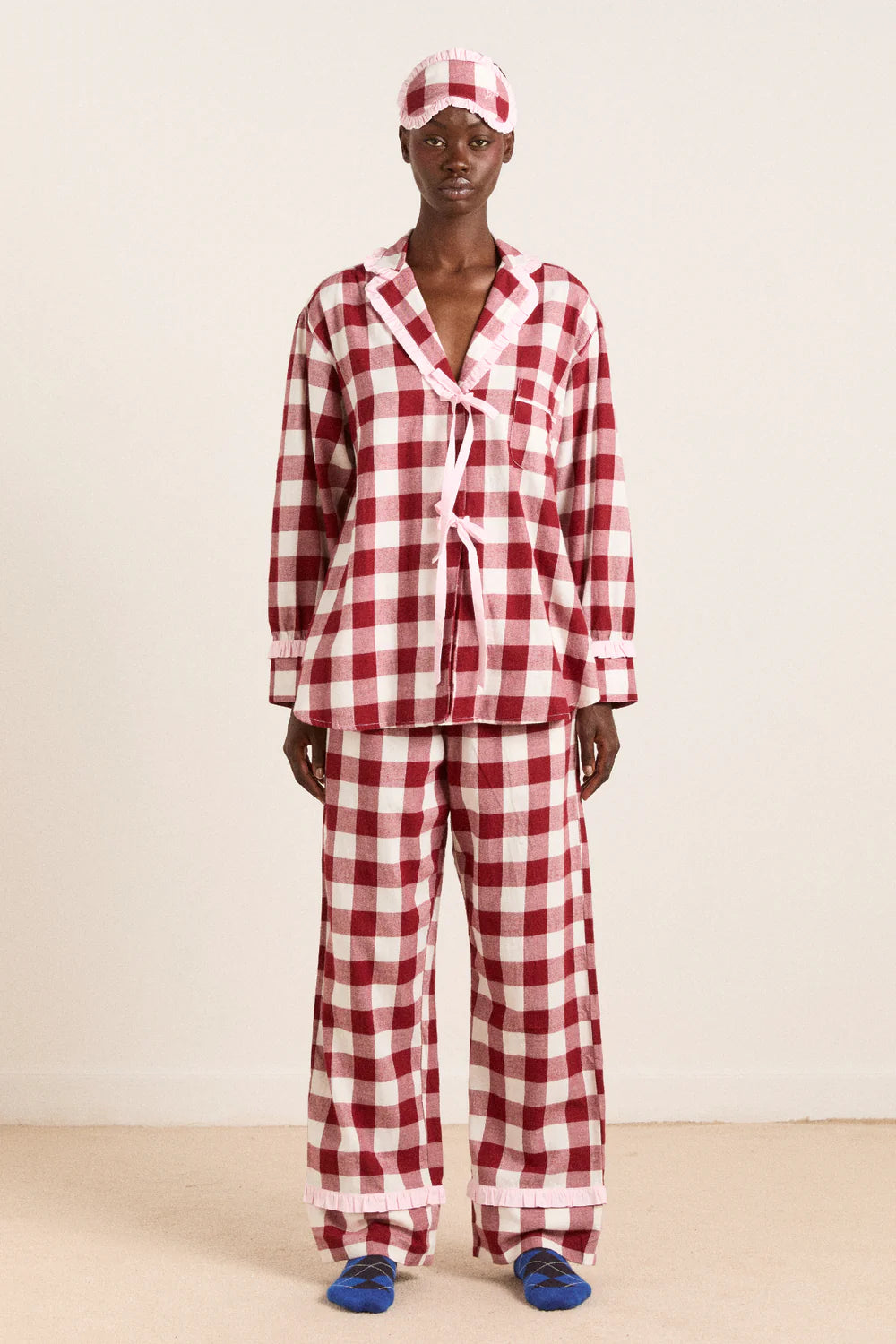 Damson PJ Eye Mask - Burg Gingham