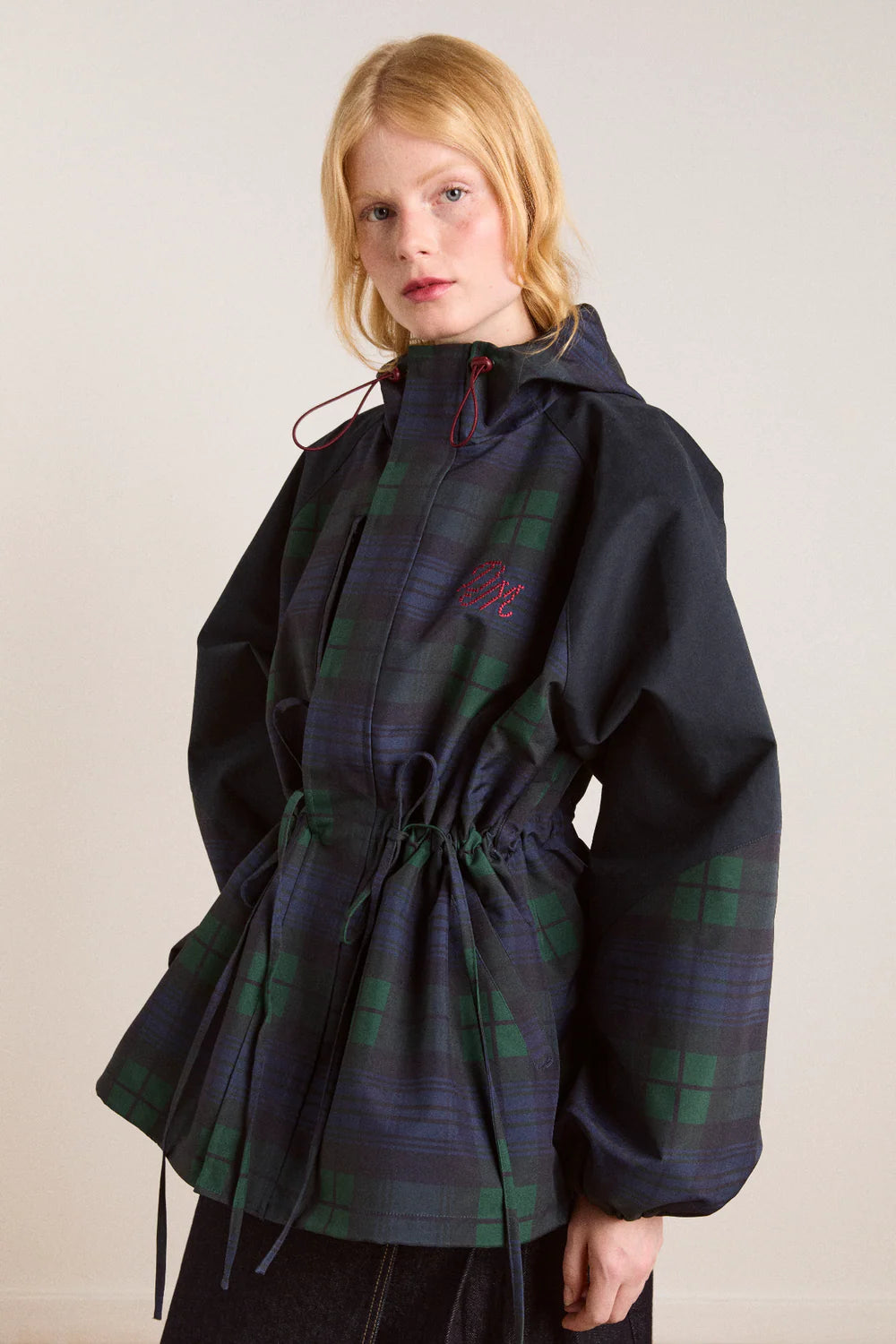 Liu Raincoat Navy Check