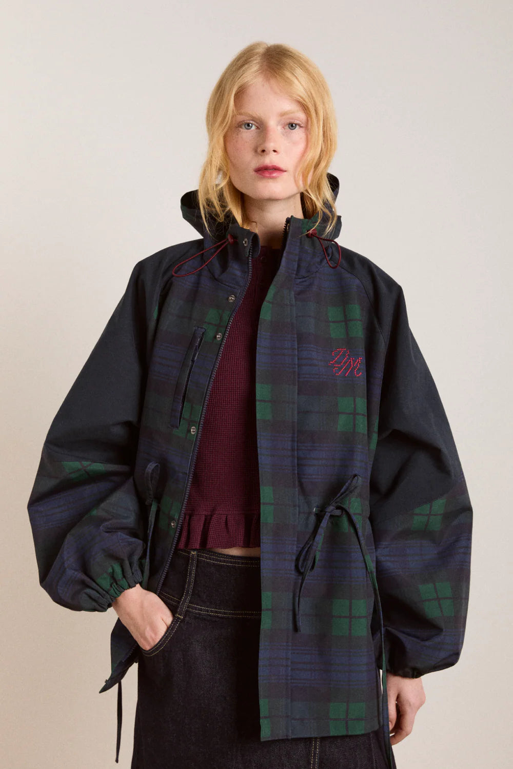 Liu Raincoat Navy Check
