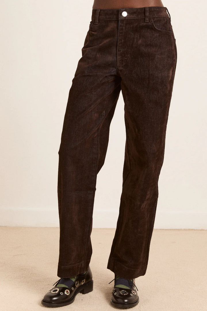 Drew Flocked Denim Jeans - Bitter Choc
