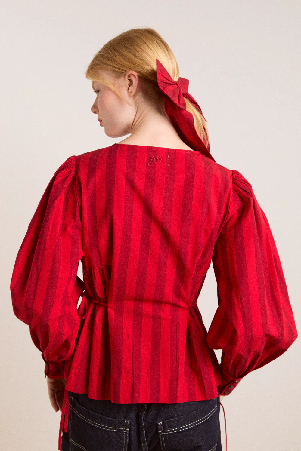 Charlize Blouse - Red Burg Stripe