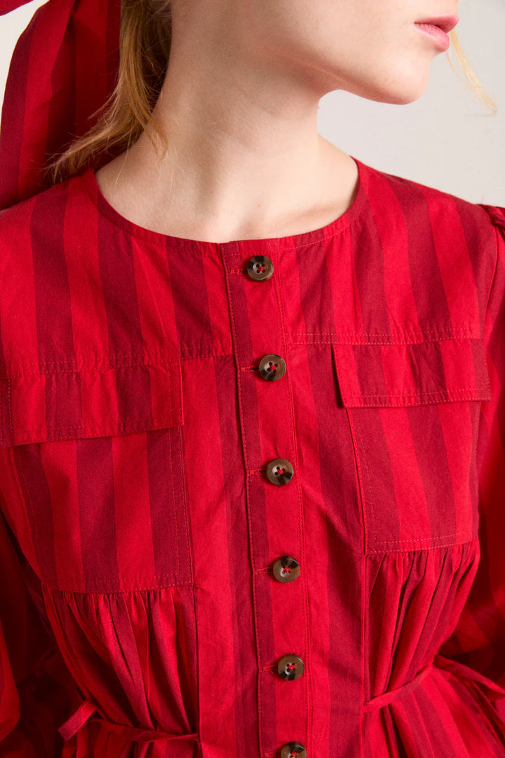 Charlize Blouse - Red Burg Stripe