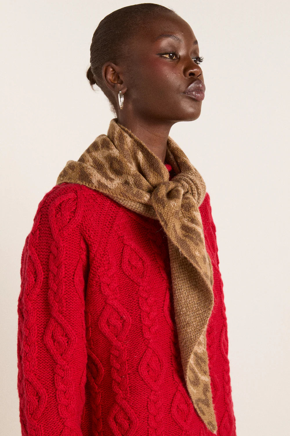 Knitted Head Scarf - Leopard
