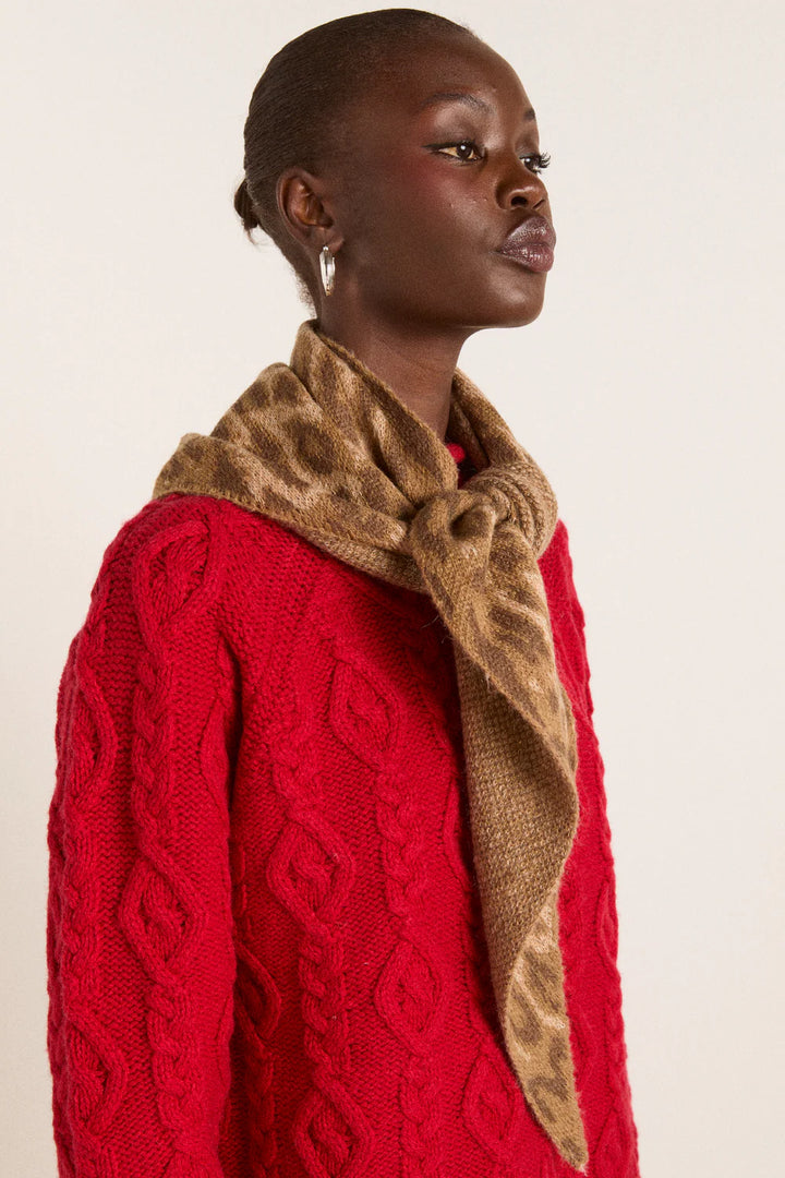Knitted Head Scarf - Leopard