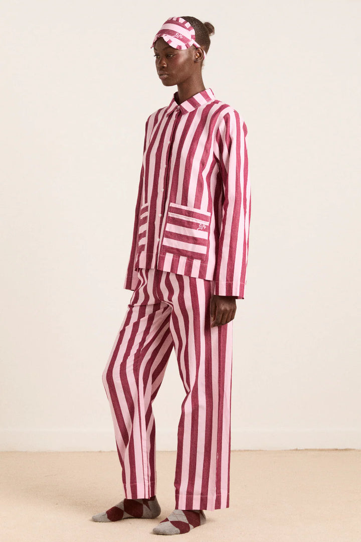 Florie PJ Set - Burg/Pink Wide Stripe