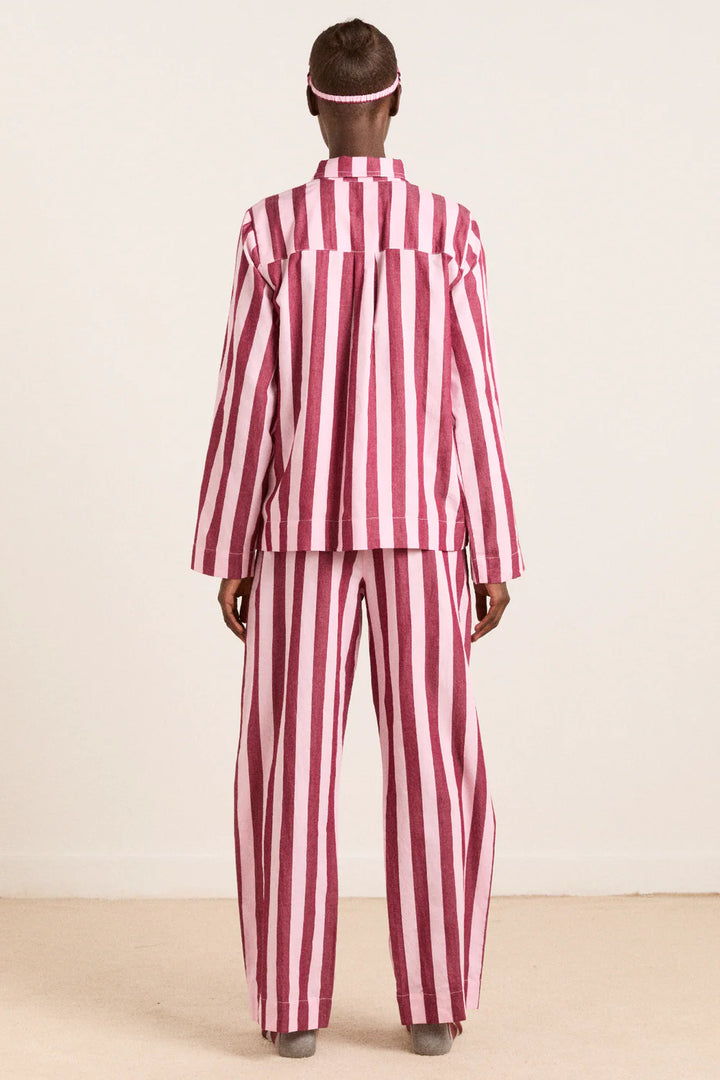 Florie PJ Set - Burg/Pink Wide Stripe