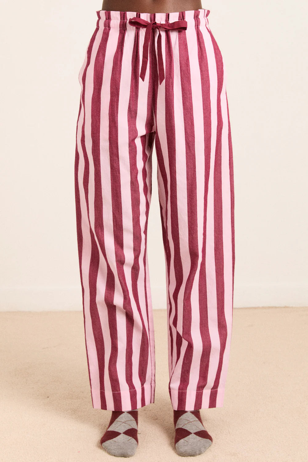 Florie PJ Set - Burg/Pink Wide Stripe
