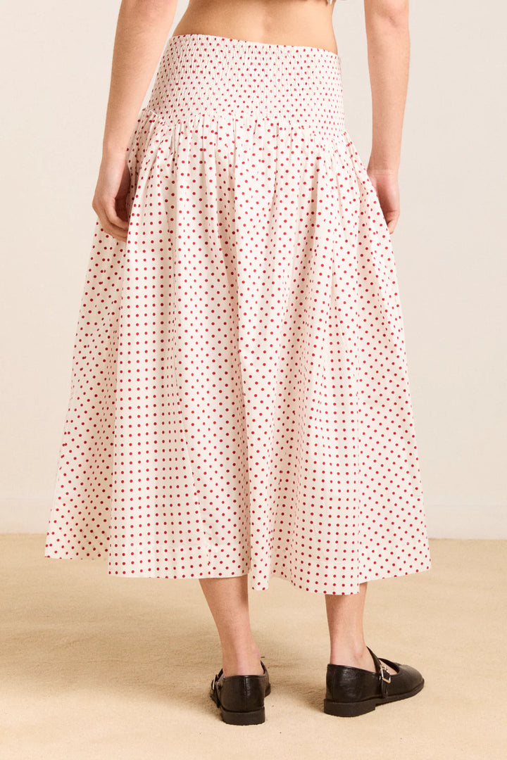 Layla Skirt - Off White & Red Spot