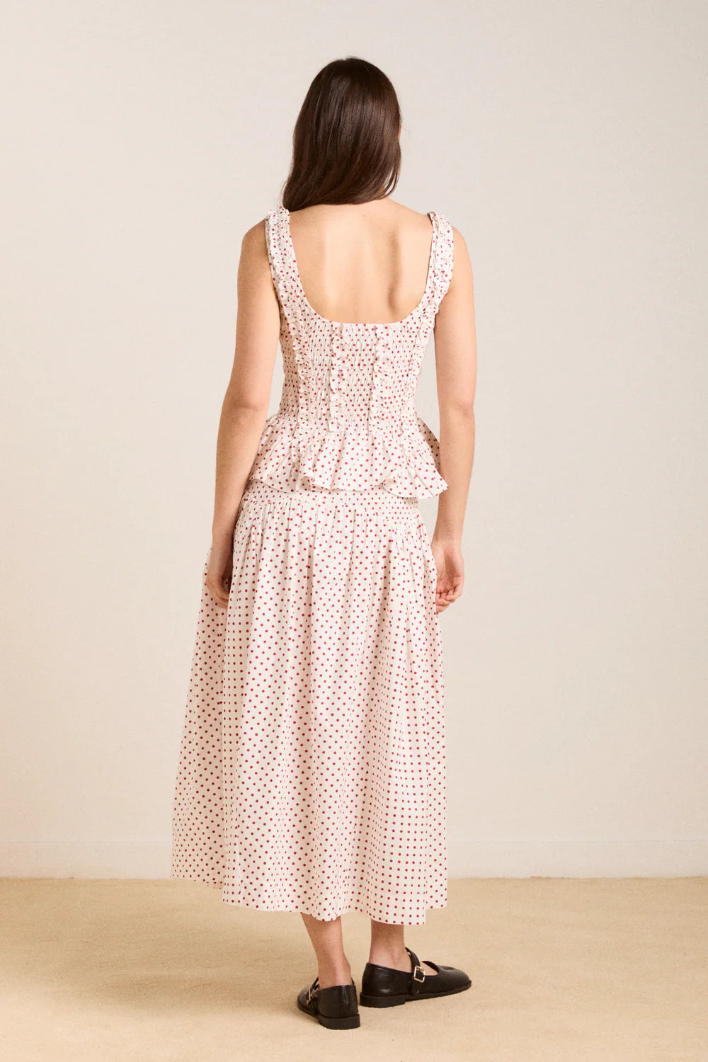 Layla Skirt - Off White & Red Spot