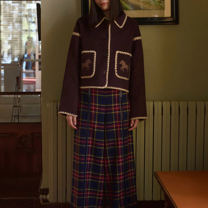 Embroidered Horses Short Coat