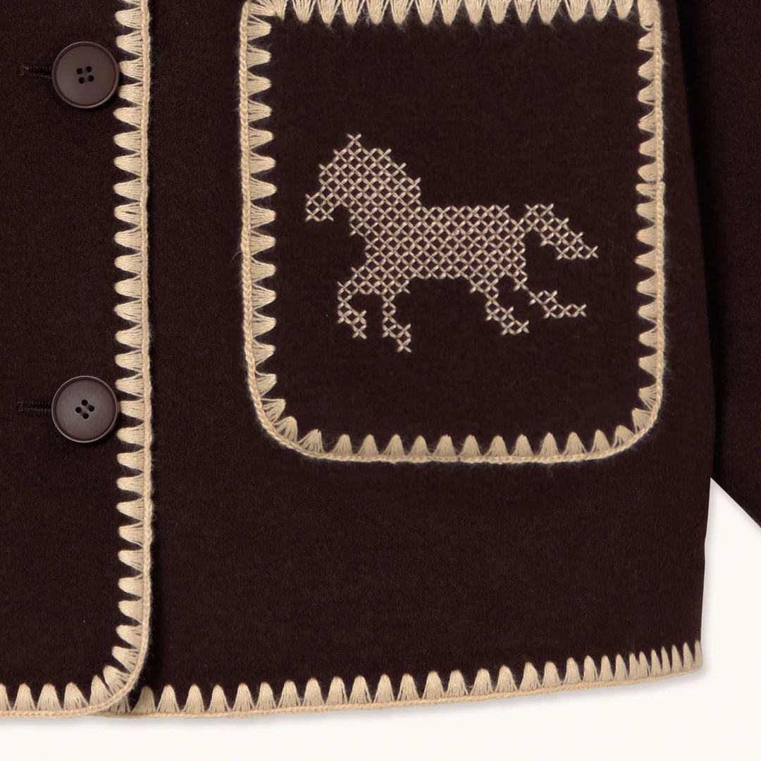 Embroidered Horses Short Coat