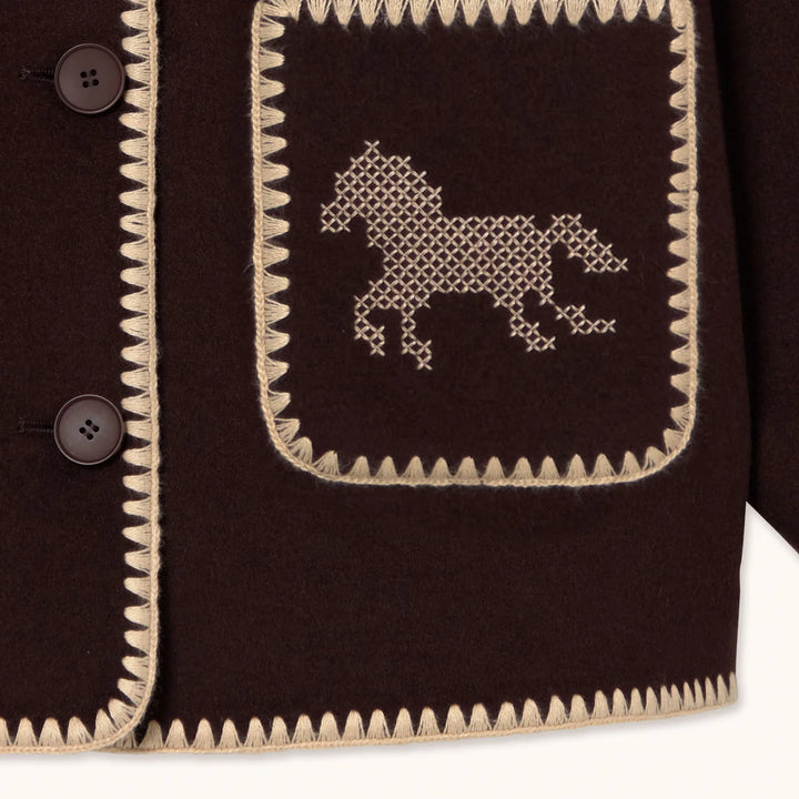 Embroidered Horses Short Coat