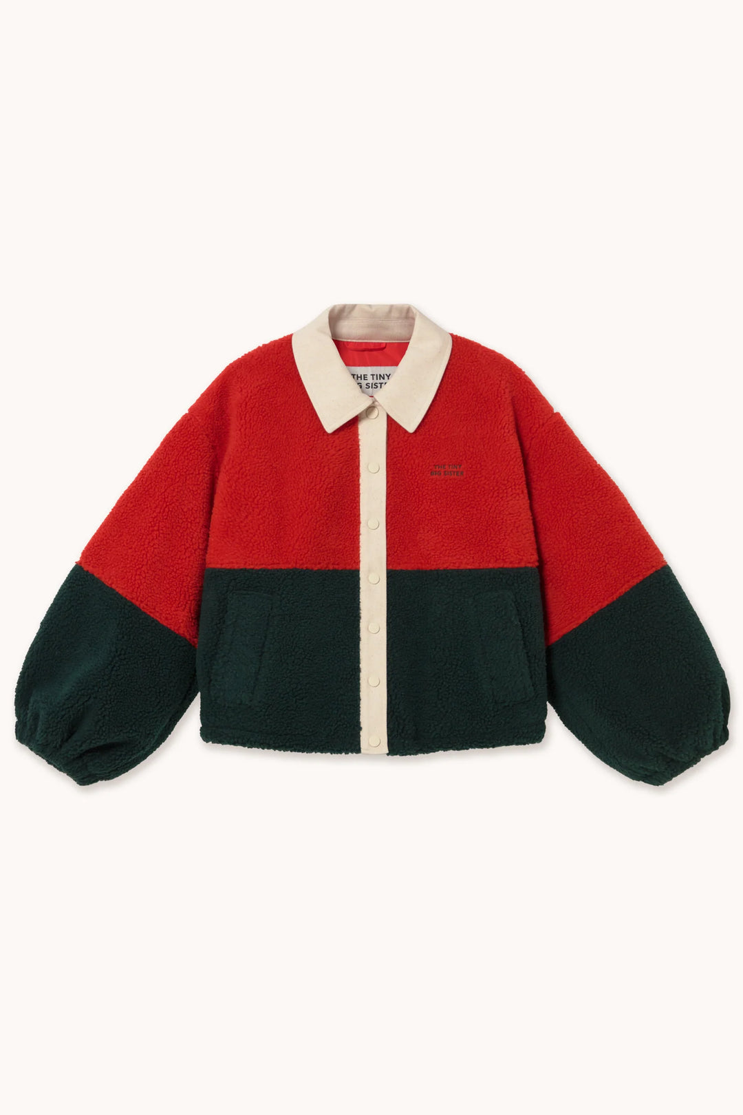 Colour Blocked Sherpa Jacket - Dark Red/Ink