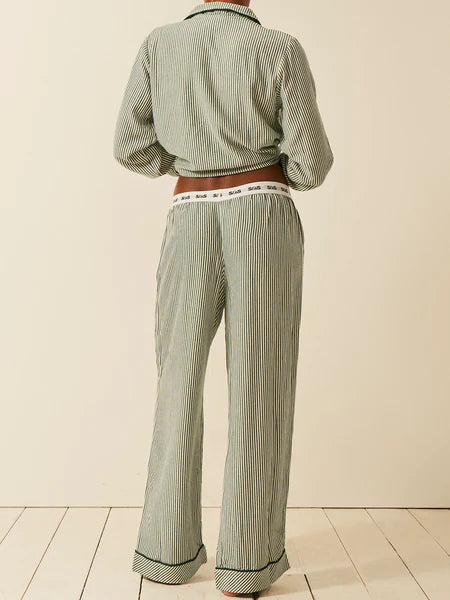 Ecovero Long Sleeve Pyjama Bottoms - Alpine Green Stripe