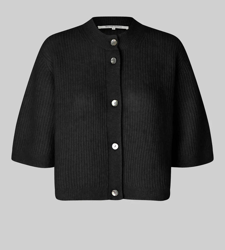 Andrea Knit Rib Cardigan Black
