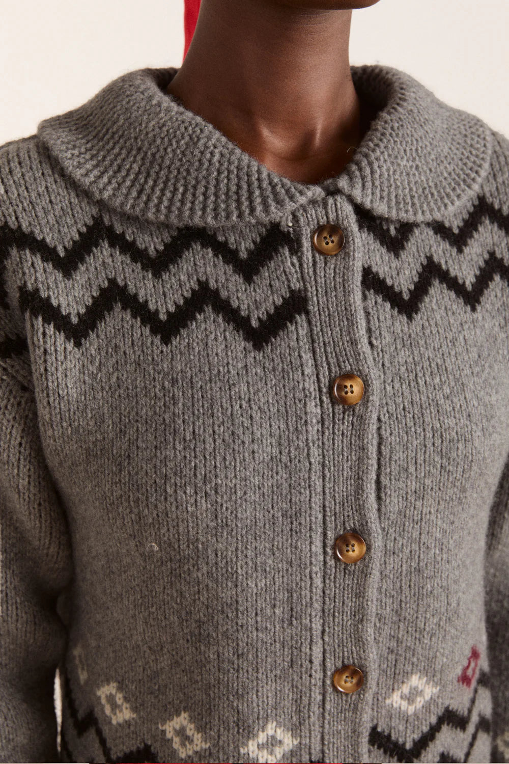 Cecily Collar Cardigan Bunny Intarsia