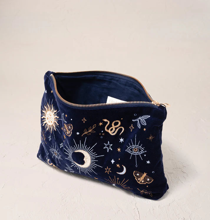 Boho Mysticism Navy Velvet Everyday Pouch