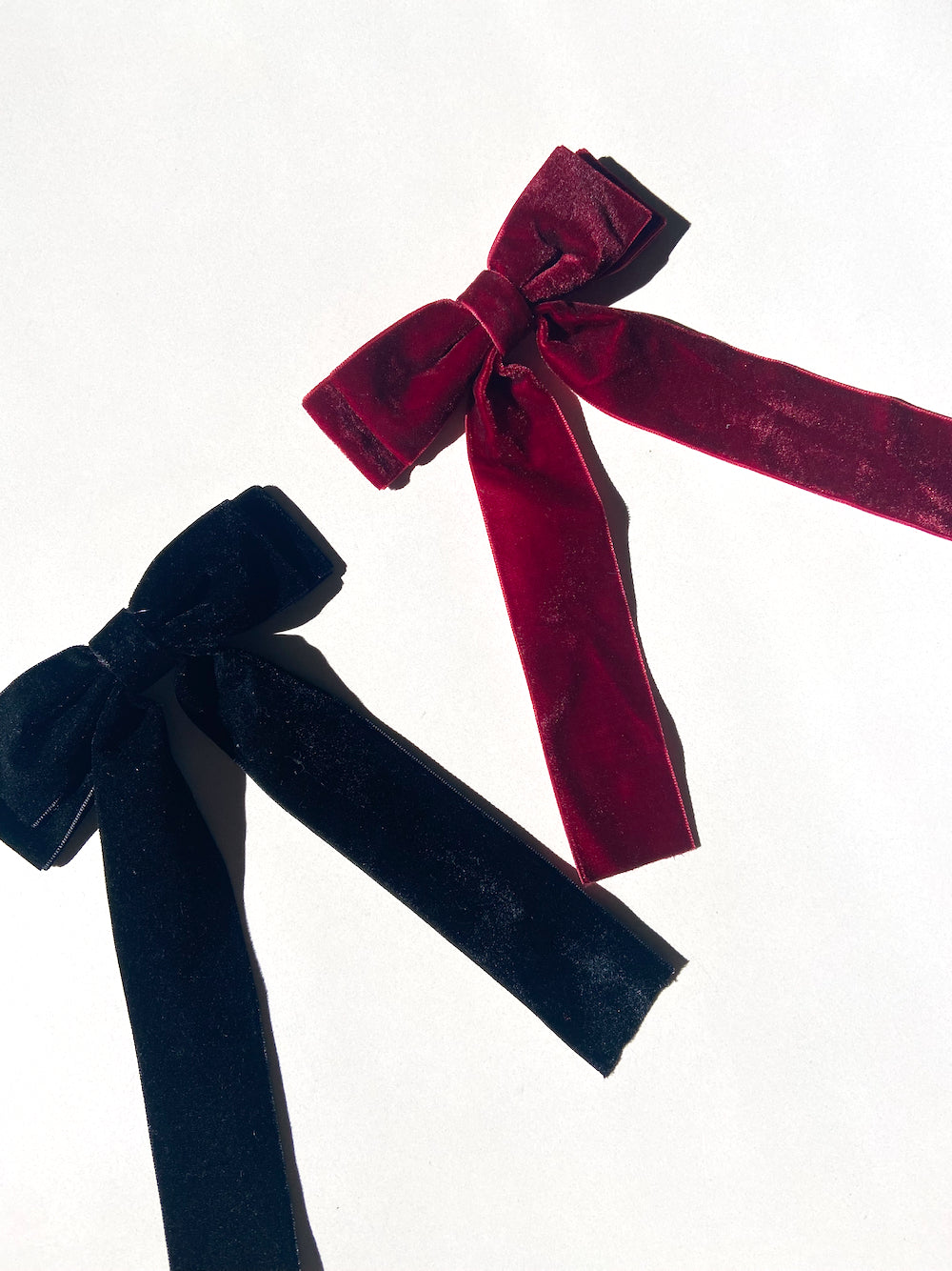 Classic Velvet Bow Barrette - Black