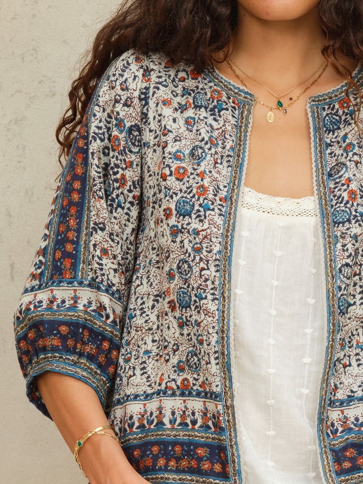 Cass Print Jacket - Indigo/Rust