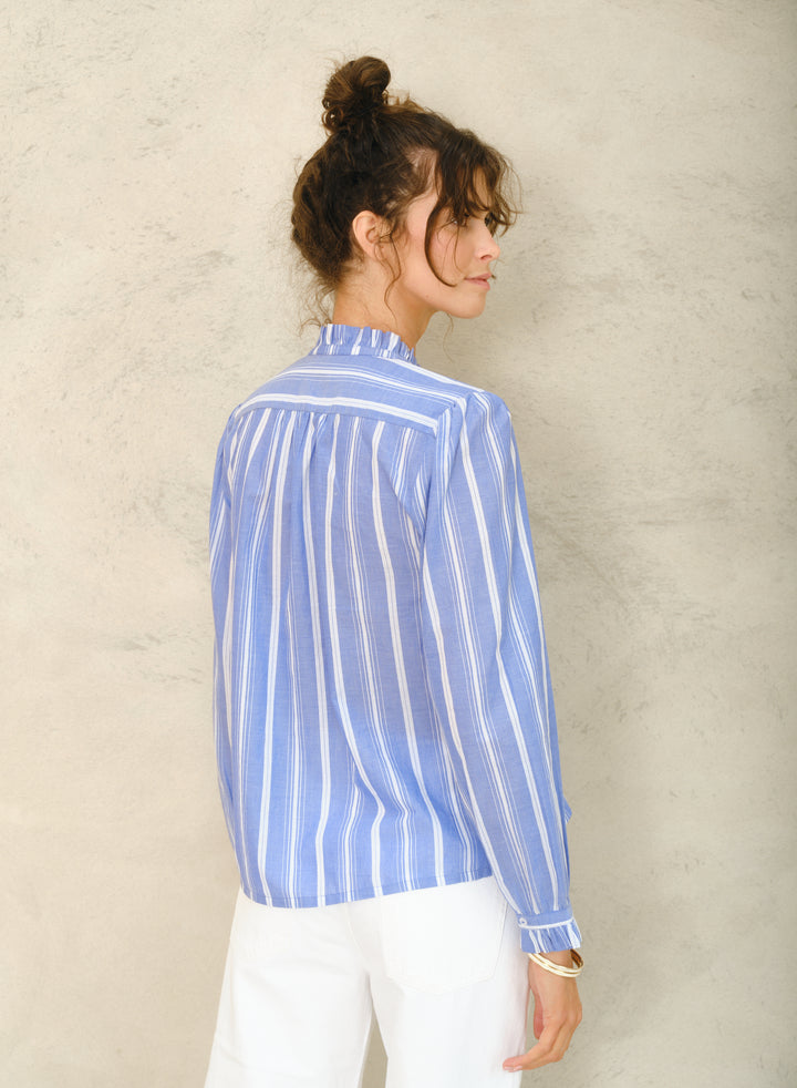 Chrissie Long Sleeve Top Blue Stripe