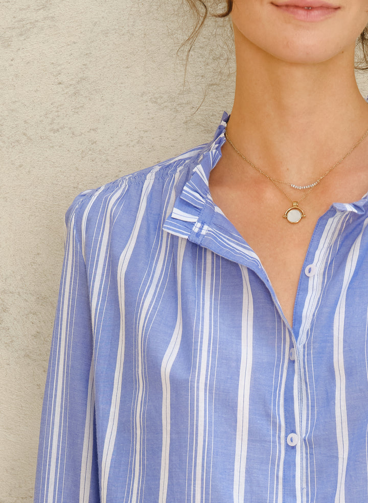Chrissie Long Sleeve Top Blue Stripe