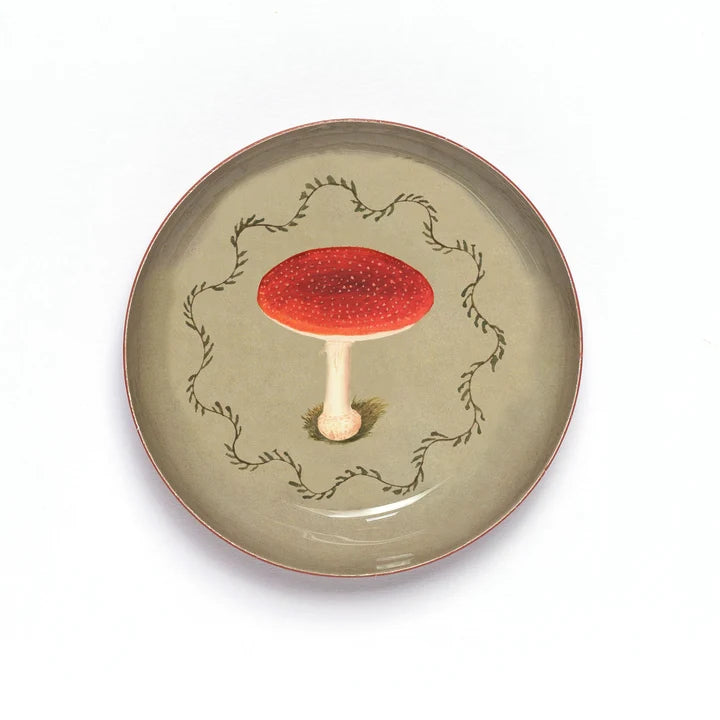 Round Enamel Tray - Toadstool