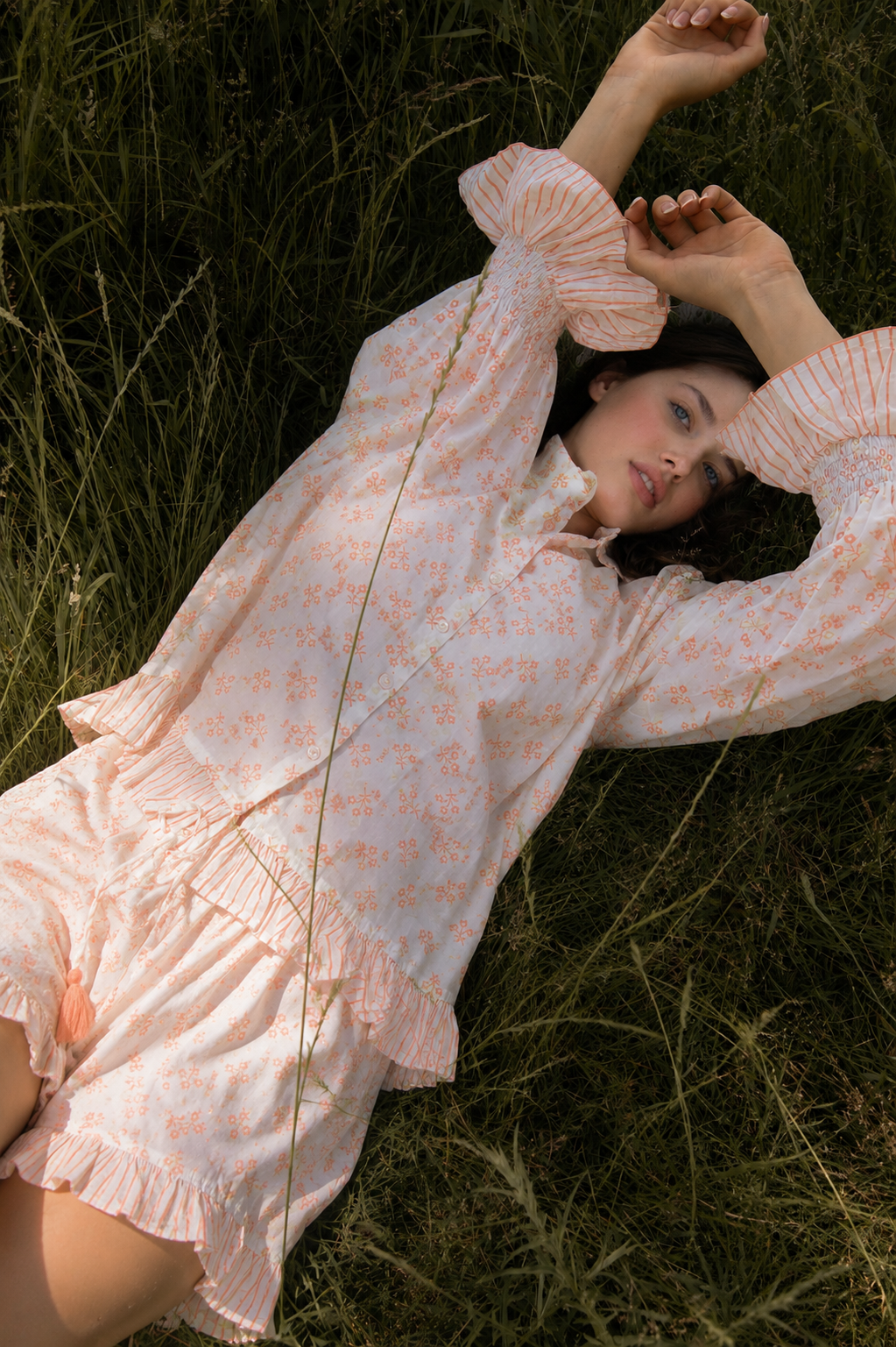 Coco Short PJ Set - Washed Pink Spray Flowers