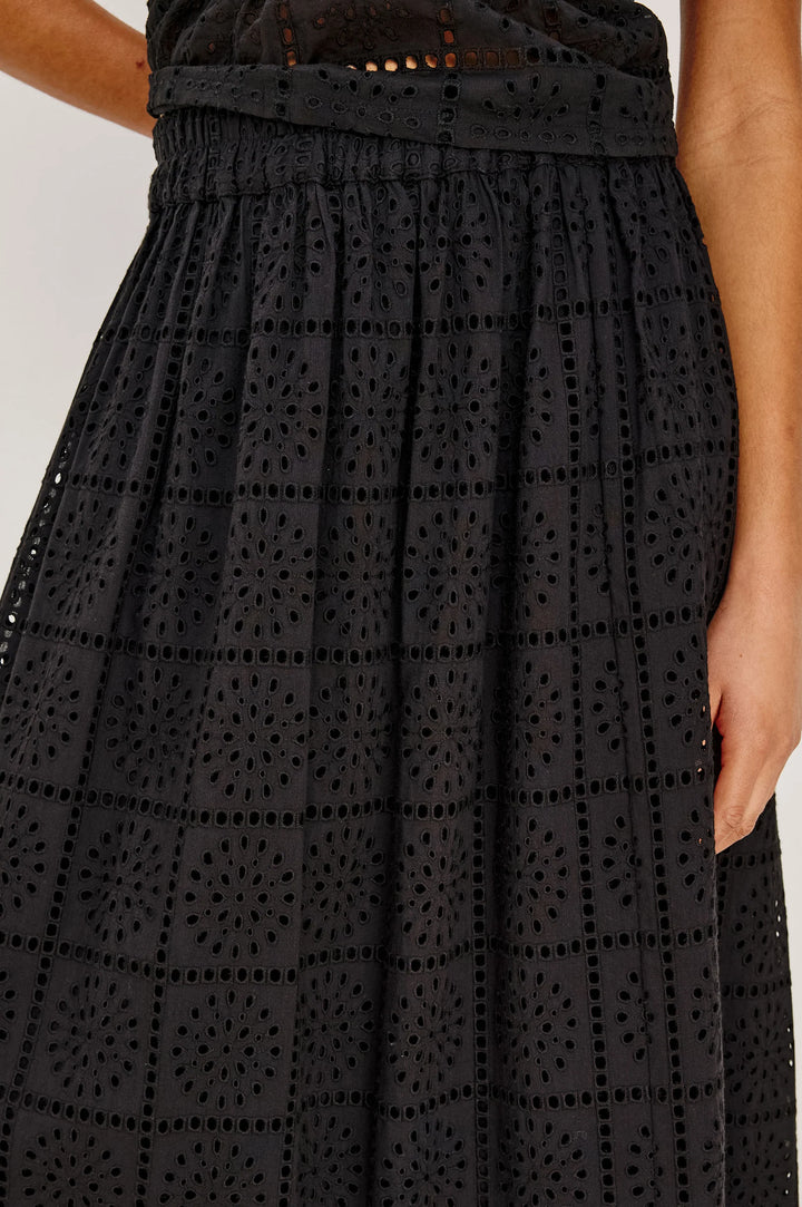 Dax Skirt Black Grid Embroidery