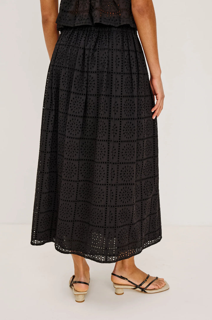 Dax Skirt Black Grid Embroidery