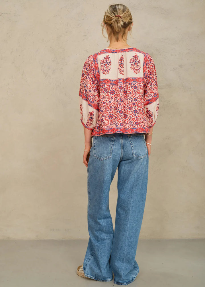 Della Jacket Red/Navy Print