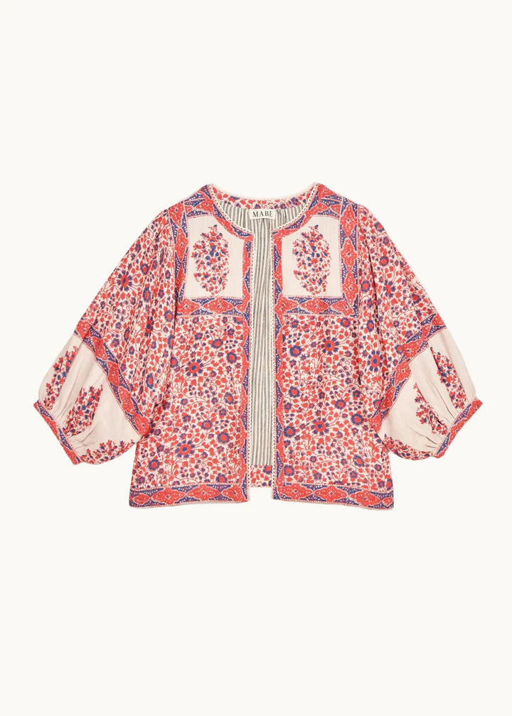 Della Jacket Red/Navy Print