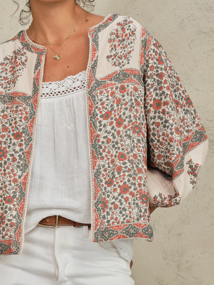 Della Print Jacket - Rust/Khaki