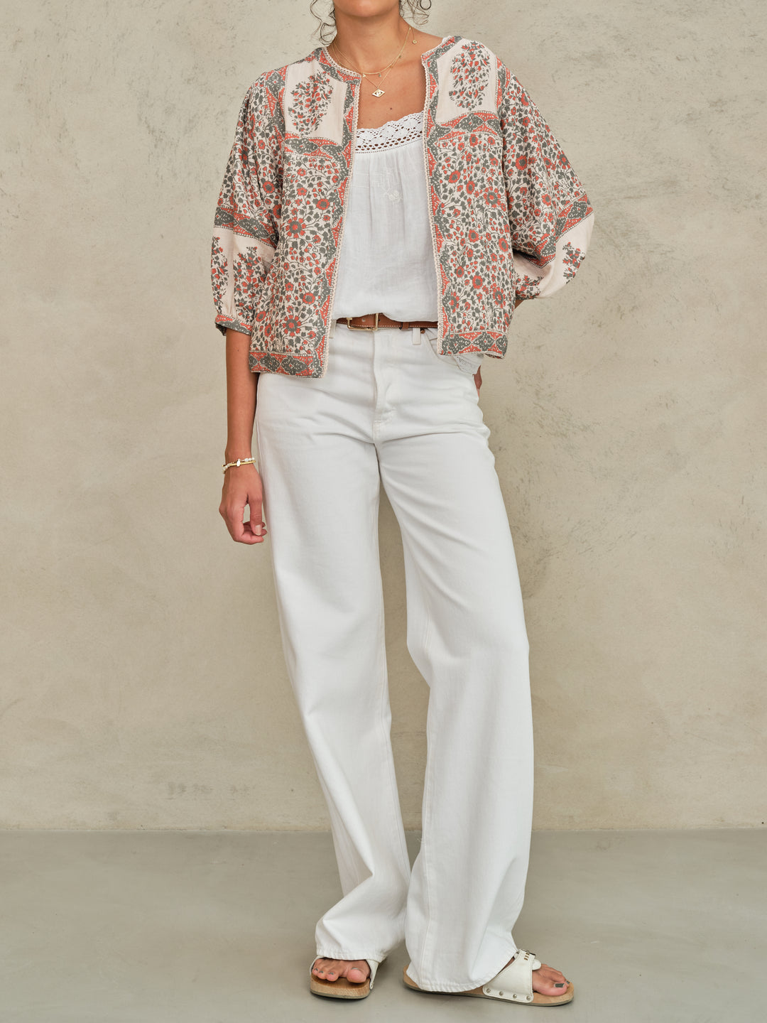 Della Print Jacket - Rust/Khaki