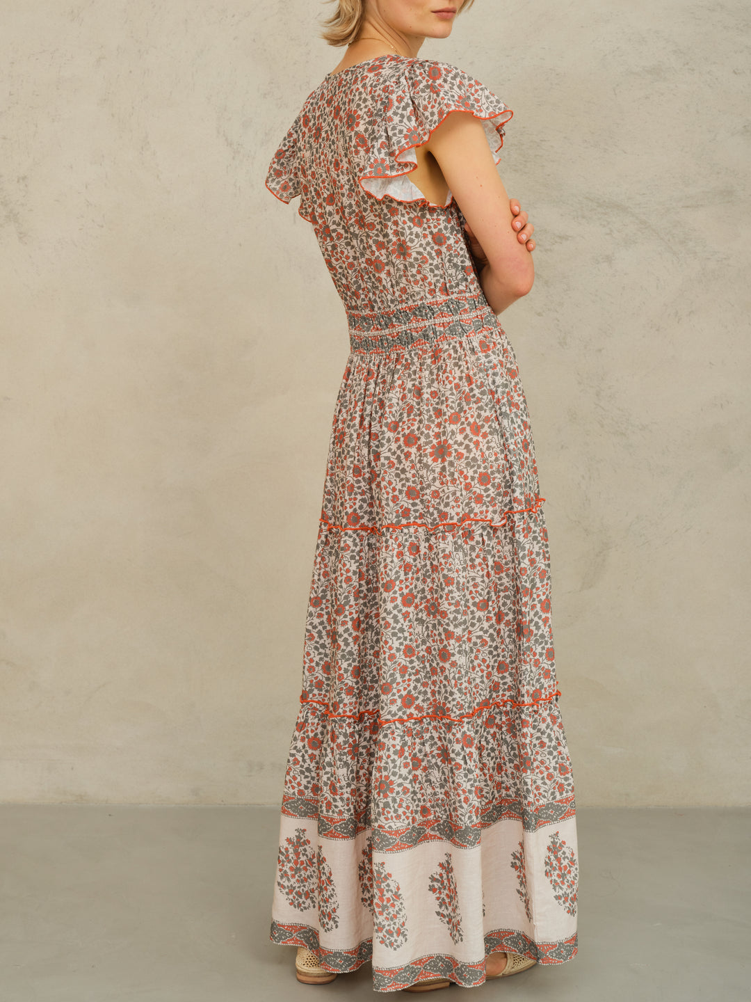 Della Print Maxi Dress - Rust/Khaki