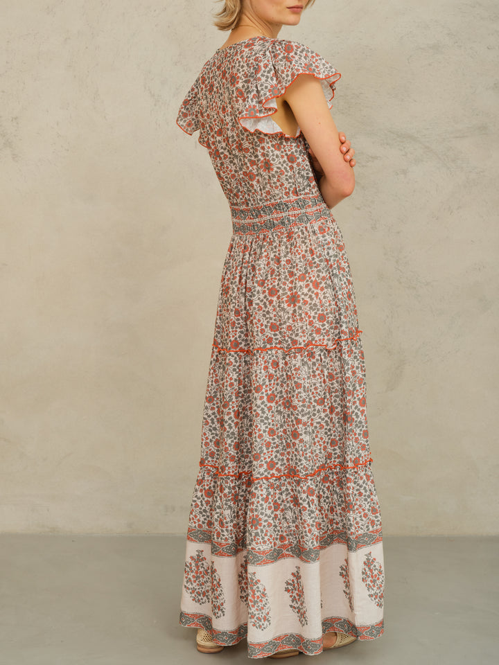 Della Print Maxi Dress - Rust/Khaki