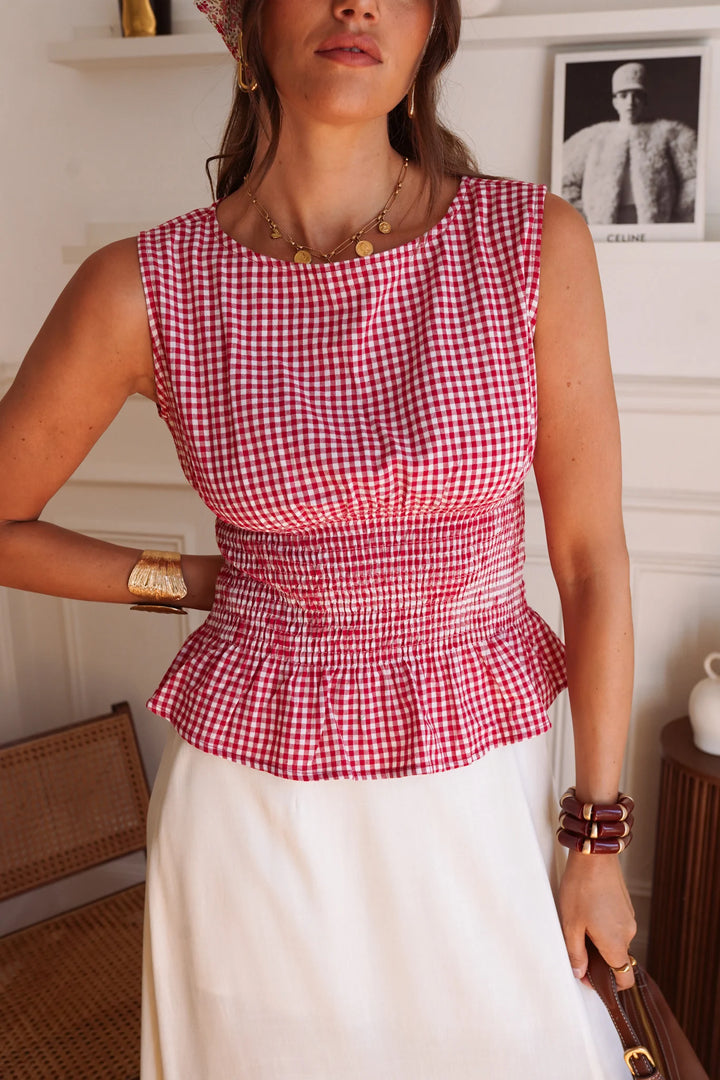 R6780 Top Gingham Red