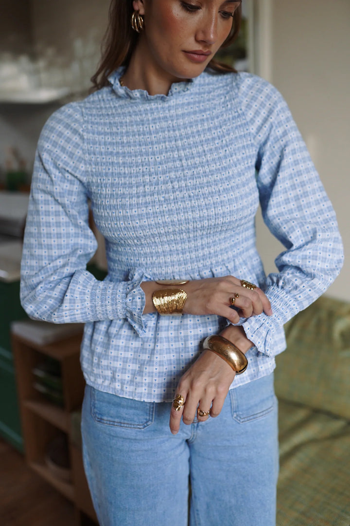 Rachel Smock Blouse Bleu