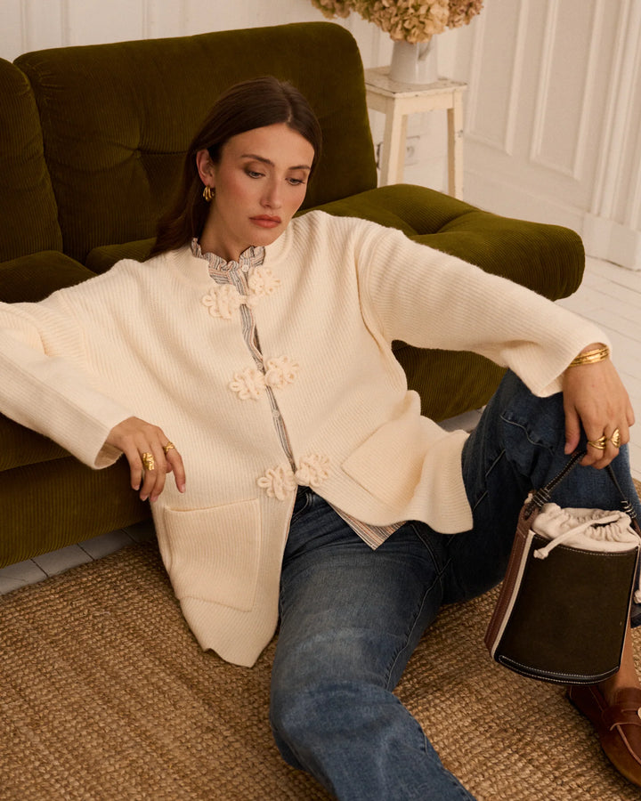 AR1209 Minna Long Cardigan Cream